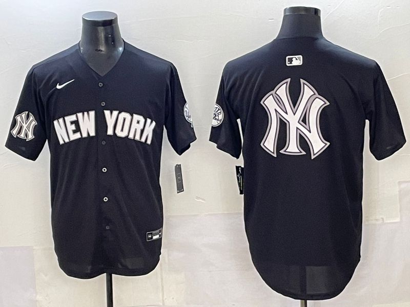 Men 2025 New York Yankees Blank Black Nike MLB Jersey style 0030->new york yankees->MLB Jersey
